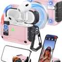 Chicfun for AirPods Pro 3 Case with Stand & Carabiner Keychain, Compatible with MagSafe, [Auto-Mag Lock 1s Open] Mil-Grade Heavy Duty Full-Body Protective with Lock – Pink