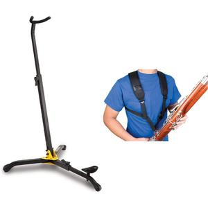 Hercules DS561B Basson/Bass Clarinet Stand,Black + Protec A317 Deluxe Padded Bassoon Harness
