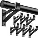 KOLAKO 8 Pack Curtain Rod Bracket, 1 Inch Heavy Duty Holder Black Drapery Single Hooks for Wall