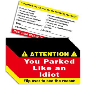 Bad Parking Cards, 100Pcs You Parked Like An Idiot Cards, 3.5"x2" Learn to Park Cards with Multi Reasons for Bad Parking, Funny Car Accessories Business Cards for Adults