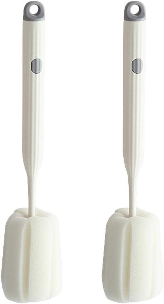 Bottle Soft Brush -2Pcs Sponge Bottle Brush Soft and Easy to Clean, Baby Bottle Sponge Brush Can Effectively Remove The Stain Residue On The Bottom of The Cup (White)