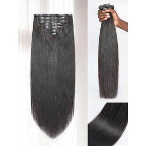 LUVME Yaki Straight Clip in Hair Extensions Real Human Hair For Women 100% Unprocessed Brazilian Virgin Hair clip ins Natural Black Hair Extensions 135g 9pcs 16 Inch LUVME Yaki Straight Clip in Hair Extensions Real Human Hair For Women 100% Unprocessed Brazilian Virgin Hair clip ins Natural Black Hair Extensions 135g 9pcs 16 Inch