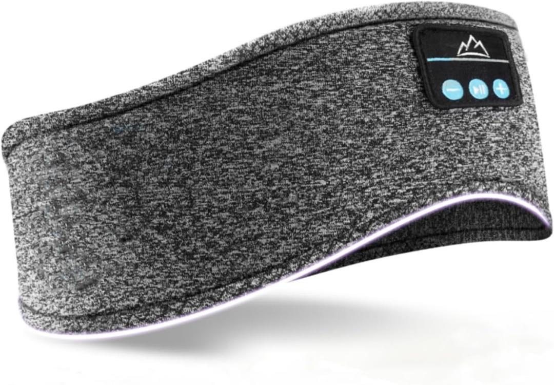 Sleep Headphones Bluetooth Headband Sleeping Headphones Headband Music Eye Mask with Comfortable Earbuds for Side Sleepers, Women Men Tech Gift for Birthday Christmas Stocking Stuffers,Grey