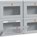 DIMJ Storage Bins with Lids - 4 Pack Large Fabric Closet Organizer with Window & Handles, Collapsible Decorative Storage Boxes for Shelves Under Bed, Books Clothes Blankets Sweaters Organization