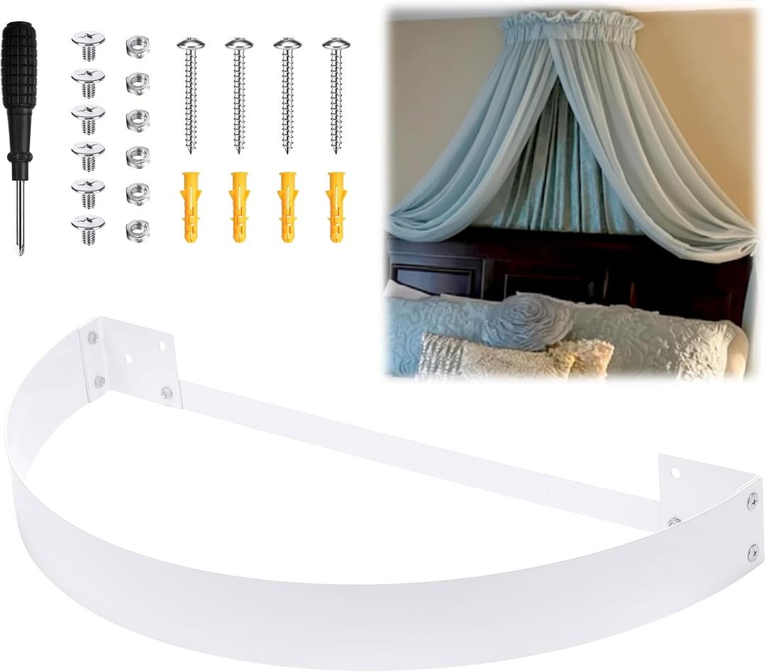 Sintuff 27 Inch DIY Canopy Frame Kit for Rod Pocket Curtains Metal Bed Curtain Kit for Twin to King Size Bed with Instruction Manual Drapery, Panels Not Included