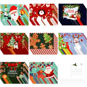 Junkin 80 Pack Christmas Postcards Merry Christmas Greeting Postcards Xmas Tree Snowman Santa Claus Cards for Holiday Xmas Wishes Party Favors, 4 x 6 Inch (Santa Claus)