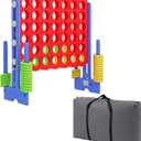 SDADI Jumbo 4 in a Row Game, 4-to-Score Giant Game Set with Adjustable Height (2.5-3.5 FT) for Kids & Adults, Indoor/Outdoor Connect Game with Quick-Release Slider, Perfect for Family and Party Games (Blue)