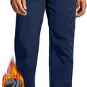 Mens Snow Ski Hiking Pants Winter Fleece Lined Outdoor Waterproof Insulated Zipper Bottom Leg