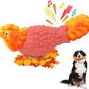 WinTour Tough Dog Toys for Aggressive Chewers, Dog Chew Toys for Large Dogs, Turkey Indestructible Squeaky Dogs Toy to Keep Them Busy (Orange)