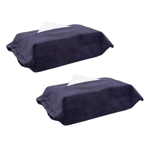 rockcloud Pack of 2 Velvet Tissue Box Holder, Decorative Napkin Paper Facial Tissue Box Cover for Bedroom, Bathroom, Car or Office, Black
