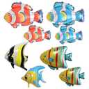 6  Pcs Fish Balloons, Under The Sea Clownfish Tropical Fish Bubble Sea Animal Creature Foil Balloons for Baby Shower Under The Ocean Themed Birthday Party Decorations