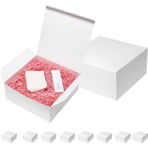 Mefleet 12x12x5 Inches Large Gift Boxes with Lids 10 Pack Bridesmaid Proposal White Extra Deep Gift Box for Presents, Wedding, Graduation, Holiday, Christmas, Birthday Craft Present Wrapping