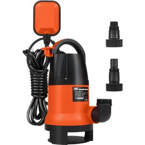 Sump Pump, Prostormer 1HP 3700GPH Submersible Clean/Dirty Water Pump with Automatic Float Switch for Pool, Pond,Garden, Flooded Cellar, Aquarium and Irrigation (Orange)