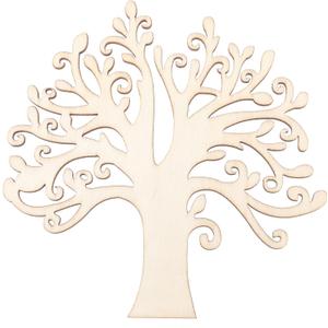 UEETEK 10pcs Family Tree Wood Cutout Blank Wooden Embellishments for DIY Crafts (Wood Color)
