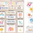 Daily Morning Board Circle Time Calendar Weather Seasons Positive Affirmations Letter Shape Number of the Day Pocket Chart,Toddler Preschool Calendar,Homeschool Morning Work Activity, Pastel Design