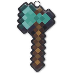 Open Road Brands Minecraft Pixelated Axe Metal Sign - Fun Minecraft Wall Decor for Game Room or Kids' Bedroom (Aqua/Brown)