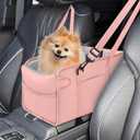 Portable Dog Car Seat for Small Dogs - Adjustable Safety Leash, Washable Cushion & Storage Pocket - Pet Booster Seat for Car Travel- Pink
