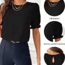 Samefar Womens Tops Dressy Casual Crewneck Ruffle Short Sleeve Shirts Summer Loose Flowy Work Chiffon Blouses Clothes (Beige, XXL)