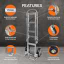 Vergo Industrial Convertible Hand Truck - AS7B Heavy Duty Aluminum 2 in 1 Dolly (800 lb Capacity) Lightweight Reinforced Frame, Ergonomic Handle, Superior Mobility Moving Dolly (2 Positions, 63" High)