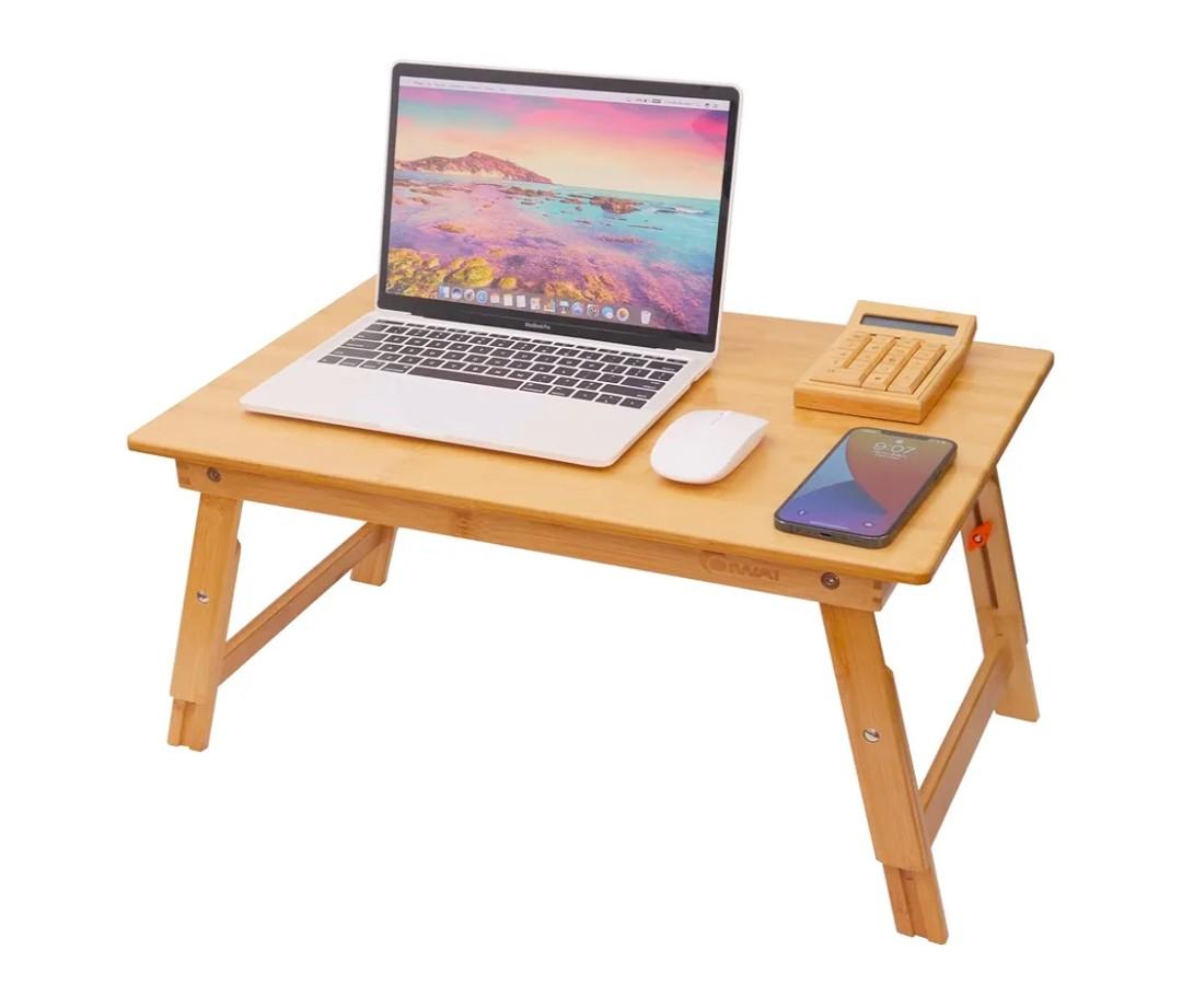Lap Desk for Bed, COIWAI Bed Desk Bed Table Tary, Low Desk Table, Folding Floor Table, Adjustable Height, Portable Foldable Picnic Desk, Serving Breakfast Coffee in Bed Couch Floor .Bamboo