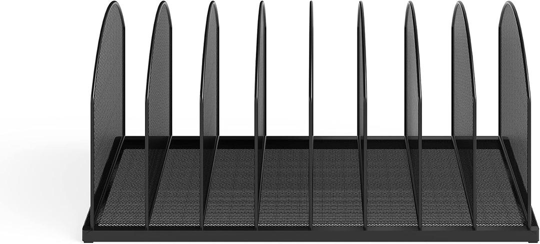 Safco Products Onyx Desktop File Organizer 8 Upright Sections Home, Office or Classroom Desktop Organization,Black,3212BLKD