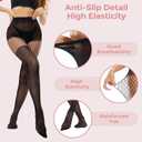 Faux Thigh High Tights for Women - Fishnet Gothic Pantyhose, High Waist Over-The-Knee Goth Leggings (Black, M)