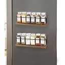 2 Pack Farmhouse Magnetic Spice Rack for Refrigerator Metal Magnet Basket Shelf for Fridge Seasoning Storage Organizers Home Decor Kitchen Accessories (Wooden Color)