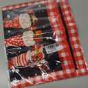 IVN Merry Christmas Garden Flag 12x18 Inch Burlap Holiday Gnome Banner Black Red Buffalo Plaid Three Gnome Design Double Sided Winter Lawn Flag for Porch Patio Yard Outdoor Decor