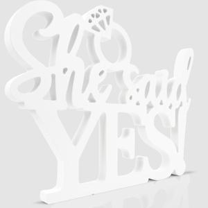 Engagement Party Decorations She Said Yes Wooden Sign Letter Cutouts Table Centerpieces Engagement White Photo Booth Props for Bachelorette Wedding Bridal Shower Party(13x10.2inch)