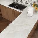 VEELIKE Wide Cream Onyx Marble Countertop Contact Paper Waterproof Kitchen Countertop Peel and Stick Marble Contact Paper 32''x118'' Thick Self Adhesive Granite Vinyl Counter Top Covers for Bathroom
