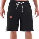 MagnaMan Men's Elastic Casual Shorts Cotton-Spandex, Adjustable Drawstring, Reinforced Pockets  Beach, Golf, Hiking (Black)