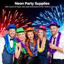 48 Pcs Neon Party Supplies Set, Including 24 Gangster Hats 11.4x9.4x3.5 in & 24 Pcs 6.6 ft Turkey Feather Boas, Assorted Colors, Classic Retro Style for Halloween Party
