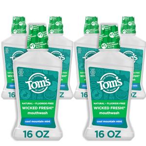 Tom's of Maine Natural Wicked Fresh Mouthwash, Cool Mountain Mint, 16 oz. 6-Pack