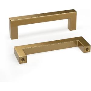 goldenwarm 10 Pack Champagne Gold Cabinet Pulls 3-1/2 Inch Gold Cabinet Handles Champagne Bronze Drawer Pulls Brushed Bronze Drawer Handles Kitchen Dresser Hardware