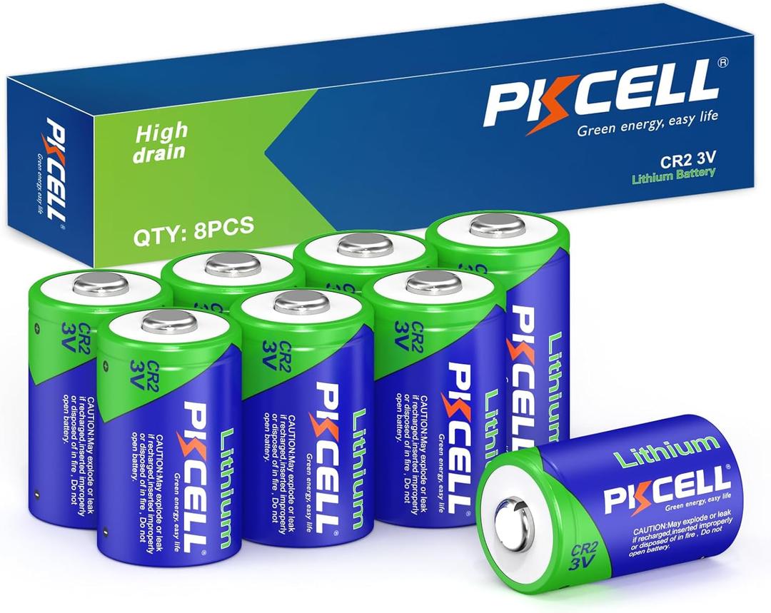 PKCELL CR2 Battery 8 Pack CR2 3V Lithium Battery for Golf Range Finder, Flashlight and More