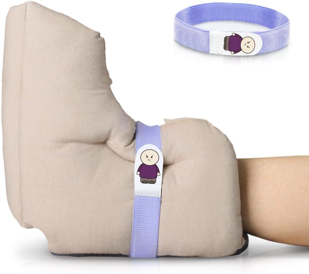 Heel Protectors for Bed Pressure Sores,Foot Boot Pillow Comfort Cushion for Bedridden Patients Remove Bedsores, Ankle Booties Pad for Ulcer Pain Relief While Sleeping (Pack of 1 Count, Khaki)