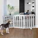 Freestanding Dog Gate Indoor,Doggie Gate Foldable Dog Gates for Doorways,Stairs or Hallways, Wooden White Pet Gate for The House, Pet Fence with Support Feet Included,24 "Height-3 Panels