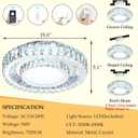 19.6" Dimmable Crystal Chandelier Modern LED Flush Mount Ceiling Light Fixtures for Living Room Bedroom Hallway Kitchen Island Staircase Silver