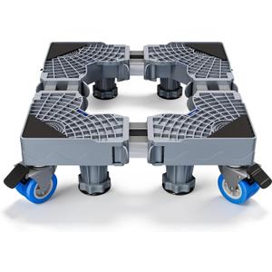 Mobile Base With 4 Locking Wheels And 8 Strong Feet 17.7-24 Inch, Heavy Duty Furniture Dolly for Washer, Mini Refrigerator and Dryer, Adjustable Mini Fridge Stand Washing Machine Stand Pedestal