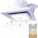 Bathroom Fan with Light, Ceiling Mount Quiet Square Bathroom Exhaust Fan with Color Change Light 3000K/4000K/6000K, Home Vent Fan and Light Combo, 1.0 Sones 110 CFM 110V 4" Duct