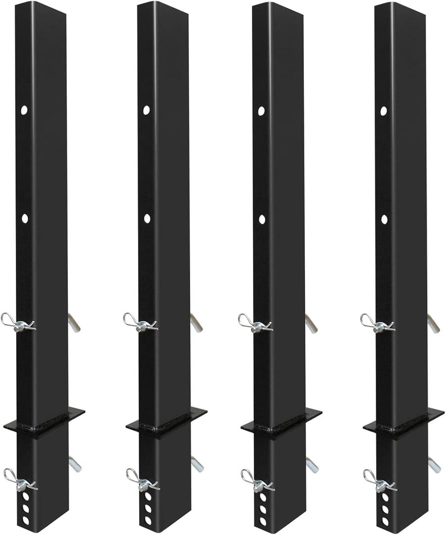 SALUINOKI 4 Pack Upgraded 30 inch Pipe Stake Black for Flatbed Trailer with 1/2 D Ring Welded, 30 inch Flatbed Trailer Stake Side Rail