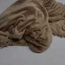 LOMAO Flannel Blanket with Pompom Fringe Lightweight Cozy Bed Blanket Soft Throw Blanket fit Couch Sofa Suitable for All Season(Khaki, 54''x 80'')