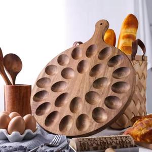 Reversible Wooden Deviled Egg Platter Deviled Egg Tray Charcuterie Board Acacia Deviled Holder Cutting Board Cheese Serving Tray