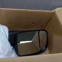 Driver Left Side Door Towing Mirror Black Back Cover Power and Heated Glass with Turn Signal Light and Puddle Light Manual Folding and Temperature Sensor For Ram 1500 2500 3500 2009-2018