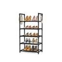 LANTEFUL 5 Tiers Shoe Rack 12-15 Pairs Boots Organizer Storage Sturdy Narrow Shoe Shelf for Entryway, Closets with Hooks, Black