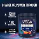 Vega Pre-Workout - 200mg Caffeine, Energy & Focus Drink Mix, Blue Raspberry, 25 Servings, 1.6g Beta Alanine, 6g Citrulline Malate, Vegan, Gluten-Free, Dairy Free, No Sugar Added, 8.4oz, Best Before: 2027/JAN/06