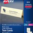 Avery Printable Tent Cards, 3.5" x 11", Ivory with Embossed Border, 50 Blank Place Cards for Laser or Inkjet Printers (5915)