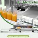4-Nozzle Automatic Liquid Filling Machine Production Line, Equipped, 35in Belt Conveyor Desktop Version, 1-30 Ounce Countertop Filling System Independently Controlled, for Juices and Beverages