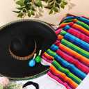 Unittype 6 Pcs Mxeican Costume Set Sombrero Hat Serape Poncho Mustache Maracas Fiesta Outfit Mexco Accessories