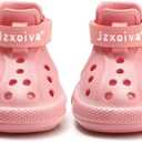 JZXOIVA Dog Shoes for Hot Pavement, Dog Booties for Medium Dogs, Breathable Dog Boots & Paw Protectors, Adjustable Non-Slip Rain Booties, Waterproof Pets Sandals for Beach Pink Size 5
